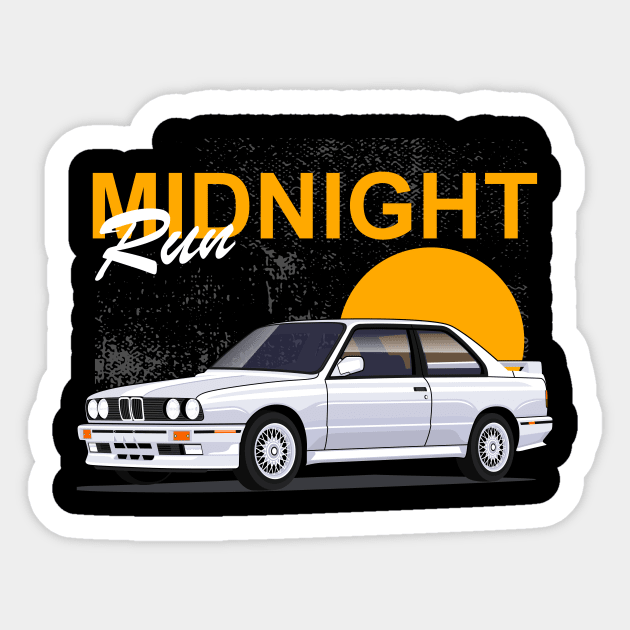 E30 Midnight Run Sticker by masjestudio